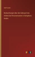 Beobachtungen über den Gebrauch des Artikels bei Personennamen in Xenophons Anabis