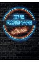 The ROSEMARY Notebook: Vintage Blank Ruled Personalized & Custom Neon Sign Name Dotted Notebook Journal for Girls & Women. Wall Background. Funny Desk Accessories. Retro B