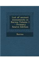 List of Ancient Monuments in Burma Volume 1 - Primary Source Edition