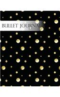 Bullet Journal Notebook Dotted Grid, Graph Grid-Lined Paper, Large, 8x10,150 Pages: Modern Polka Dot Gold Glitter Fashion Black Covers: Master Journaling with Bullet Guide System Professional Journal
