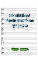 Blank Sheet Music for Piano: White Cover, Bracketed Staff Paper