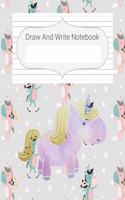 Draw And Write Notebook: Purple Unicorn Story Paper Notebook For Kids, Black & White Blank Handwriting & Sketch Notebook For Primary, Kindergarten, K-3rd, Story Space & Dott