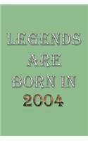 Legends Are Born In 2004 Notebook: Lined Notebook/Journal Gift 120 Pages, 6x9 Soft Cover, Matte Finish, DarkSeaGreen Cover