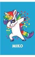 Miko: Personalisiertes Design Notizbuch Einhorn 120 linierte Seiten - Perfekte Geschenkidee für die Schuhe oder Weihnachten mit Vornamen DIN A5 (himmelbla