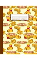 Composition Notebook: Food Pattern Cover Design - Wide Ruled - 120 Blank Lined Pages - 8.5" X 11" - Matte Finished Soft Cover