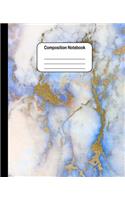Composition Notebook: Blue and Gold Marble: College Ruled Blank Lined Cute Notebooks for Girls Women Teens Kids School Writing Notes Journal (7.5 x 9.25 in)