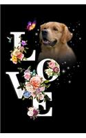 love: Golden Retriever flower love Journal/Notebook Blank Lined Ruled 6x9 100 Pages