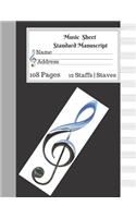 Music Sheet Standard Manuscript -108 Pages 12 Staffs - Staves: Gift For Music Lovers Cute Music Notebook Silver Music Note