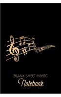 Blank Sheet Music Notebook: Black Music Sheet Book - Nice Color - Blank Music Sheet Pages - 6x9inch 100 pages