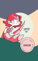 Monthly & Weekly Planner 2020: CANCER Zodiac Sign Personalized Cover / 12 - month calendars + week to pages + notes for simply organizing your days (good idea for gift)(4 Cute Cartoon Horoscope 2020)