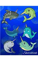 Sketchbook: Cute Narwhal Sketchbook for Drawing Blank Notepad for Boys and Girls to Draw, Doodle and Sketch - Art Sketch Book for Kids - Birthday Gift for Girls
