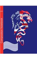 USA Composition Notebook: Wide Ruled lined Pages Book to write in for school, take notes, for kids, students, teachers, homeschool, American Flag Dragon Cover