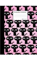 Black Cat Composition Notebook: Cute Cartoon Animal Graph Paper Book for Girls, Boys and Teens, for Students and Teachers, for School and Work, Journaling and Writing Notes