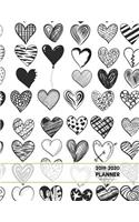 2019-2020 Planner Weekly and Monthly 8.5 X 11: Black and White Hearts Calendar Schedule Organizer and Journal Notebook (January 2019 - December 2020)(31 Academic Year)