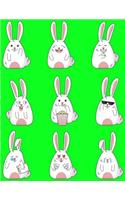 Emoji Notebook Lined Composition Journal For School Kids, Students And Teachers: 120 Page Ruled School Composition Notebook Journal With Funny Rabbit Emojis For Kids or Adults - 8.5 by 11 inches