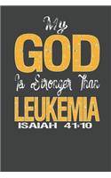 My God Is Stronger Than Leukemia Isaiah 41: 10: College Ruled Journal - Blank Lined Notebook