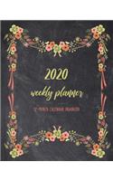 2020 Weekly Planner 12-Month Calendar Organizer: Rustic Wildflowers Floral Garland Weekly & Monthly Dated Planning Book with To-Do's, Checklists, Notes and Goal Setting Pages