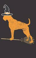 Notebook: Boxer Dog Halloween Witch Vintage Dot Grid Dotted 6x9 120 Pages