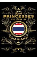 Real Princesses Are Born in Thailand: 6 X 9 Inch Bulleted Dot Grid Journal Notebook for Students, School, as Diary Bullets