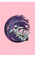 Galaxy Journal: Lined Journal - Astronaut Surfing Funny Spaceman Galaxy Space Lover Gift - Pink Ruled Diary, Prayer, Gratitude, Writing, Travel, Notebook For Men Wo