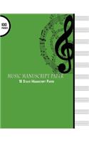 Music Manuscript Paper: 10 Stave Manuscript Paper: 100 Pages Large 8.5" x 11" Green Cover, Staff Paper Notebook(3 Music Manuscript Paper Notebooks)