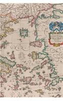 Greece Vintage Map Field Journal Notebook, 50 pages/25 sheets, 4x6