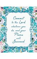 Plans Will Succeed Weekly Monthly: 12 Month Inspirational Christian Planner Large Desktop Diary with Vertical Calendar Days and Appointment Agenda