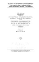 Hearing to review the U.S. Department of Agriculture's Office of the Assistant Secretary for Civil Rights