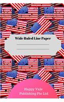 American Flag Theme Wide Ruled Line Paper