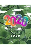 Day Planner Daily Calendar 2020: 8.5 X 11 Daily Planner 2020 Day Planner Month At A Glance With Dot Grid Paper Notebook Pages With Hourly Planning Leaf Cover