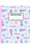 Composition Notebook: Cute Seahorse Notebook For Girls