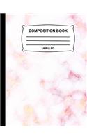 Composition Book Unruled: Sketch Paper - Sketchbook for kids, Rose Gold Pink White Marble Drawing Notebook for school