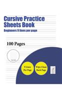Cursive Practice Sheets Book (Beginners 9 lines per page)