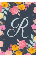 R: Letter R Journal, Ditzy Flowers, Personalized Notebook Monogram Initial, 6 X 9