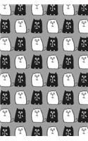 Bullet Journal Notebook for Cat Lovers Black and White Cats in a Row 9: 112 Page Numbered Dot Grid Bullet Journal with Index Pages and Key Pages in Portable 6 X 9 Size.