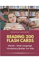 Reading 200 Flash Cards Danish - Hindi Language Vocabulary Builder For Kids