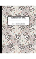 Composition Book Cute Panda 8.5 X 11 Graph Paper 5x5