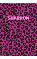 Sharron: Personalized Pink Leopard Print Notebook (Animal Skin Pattern). College Ruled (Lined) Journal for Notes, Diary, Journaling. Wild Cat Theme Design wi