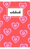 Red & pink heart notebook: novelty notebook 6"x9"