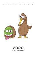 Crazy looking Kiwi bird and Kiwi fruit Calendar 2020