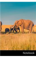 Notebook: Africa, Panorama, Elephants, Grassland themed Notebook / Journal / Diary / Composition book / Daily Planner / Sketchbook - 6 x 9 inches (15,24 x 22,