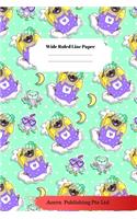 Dog Sloth Theme Wide Ruled Line Paper