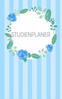 Studienplaner: Semesterplaner für Studenten und Schüler mit Stundenplan für 4 Semester - Motiv: Blaue Aquarellblumen