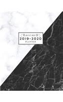 2019-2020: 18-Month Weekly and Monthly Planner/Calendar for Business Personal School July 2019-Dec 2020 White and Black Marble