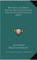 Beytrage Zu Einer Kritischen Aufzahlung Der Schweizerpflanzen (1831)