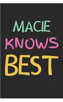 Macie Knows Best: Lined Journal, 120 Pages, 6 x 9, Macie Personalized Name Notebook Gift Idea, Black Matte Finish (Macie Knows Best Journal)
