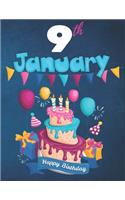 9tn January Happy Birthday Notebook Journal