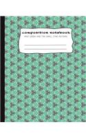 Composition Notebook: Mint Green and Tan Small Star Pattern: Composition Journal with Wide Ruled Paper, 7.5in x 9.25 in and 100 pages book for teens, girls, boys, kids, t