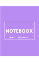 Notebook 1 Subject: Soft Lavender: Notebook 8.5 X 11: Notebook 100 Pages