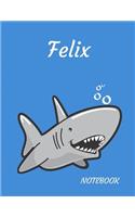 Felix: Personalized Lined Notebook for People who Love Sharks(48 Shark)